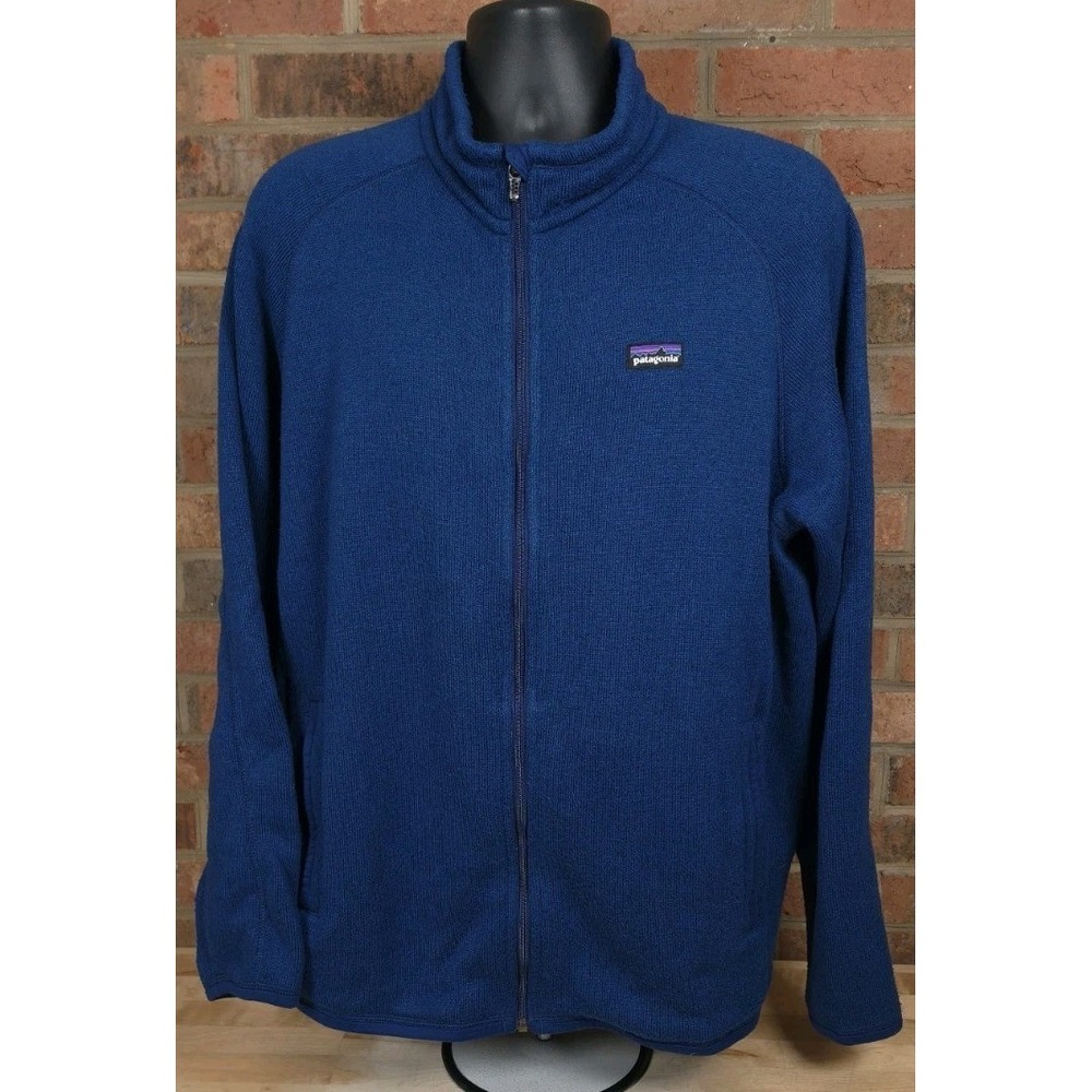 Patagonia Fleece Jacket Full Zip Mock Neck Zip Pockets Blue Size XL